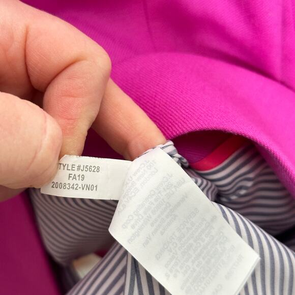 J. CREW Petite Regent Blazer Wool Vivid Fuchsia Pink Sz 4 {O35} - Picture 7 of 7